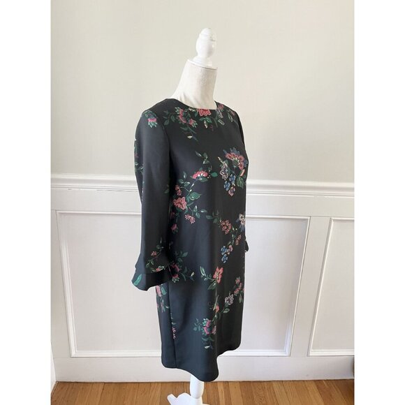 Hobbs London Freida Floral Shift Dress Green Botanical With Ruffle Sleeves Size - Picture 4 of 7